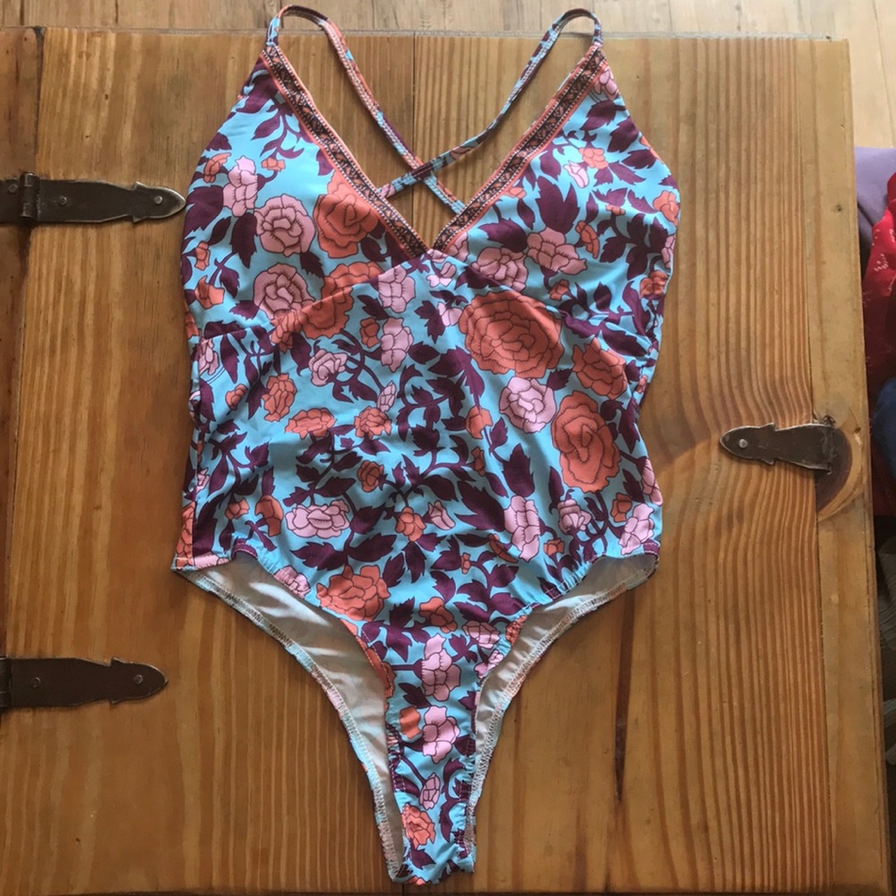 Arnhem Spanish Rose teal one piece swimsuit
